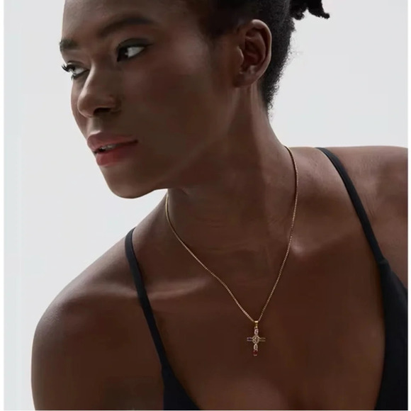 Zara Maria Cross Stainless Steel Waterproof Necklace - Picture 8 of 17